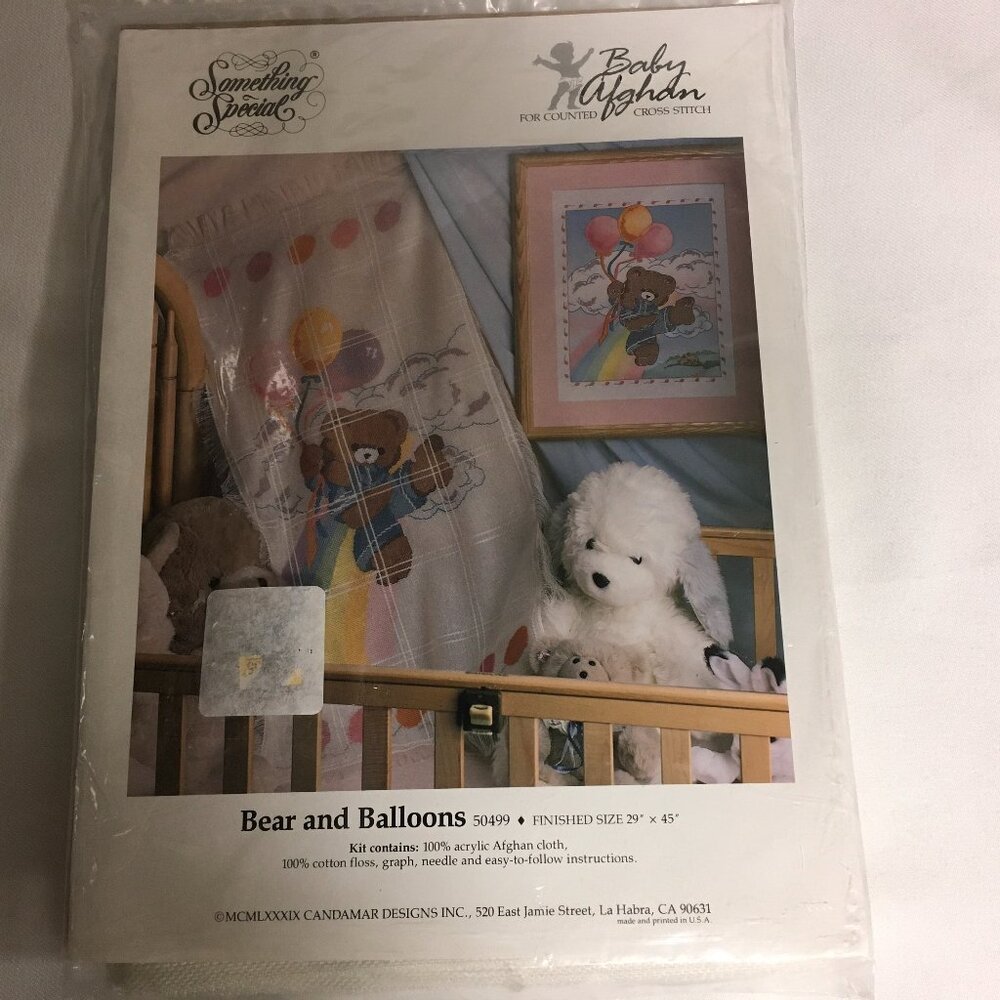Bear Balloons Baby Afghan Counted Cross Stitch Kit Candamar Designs 50499